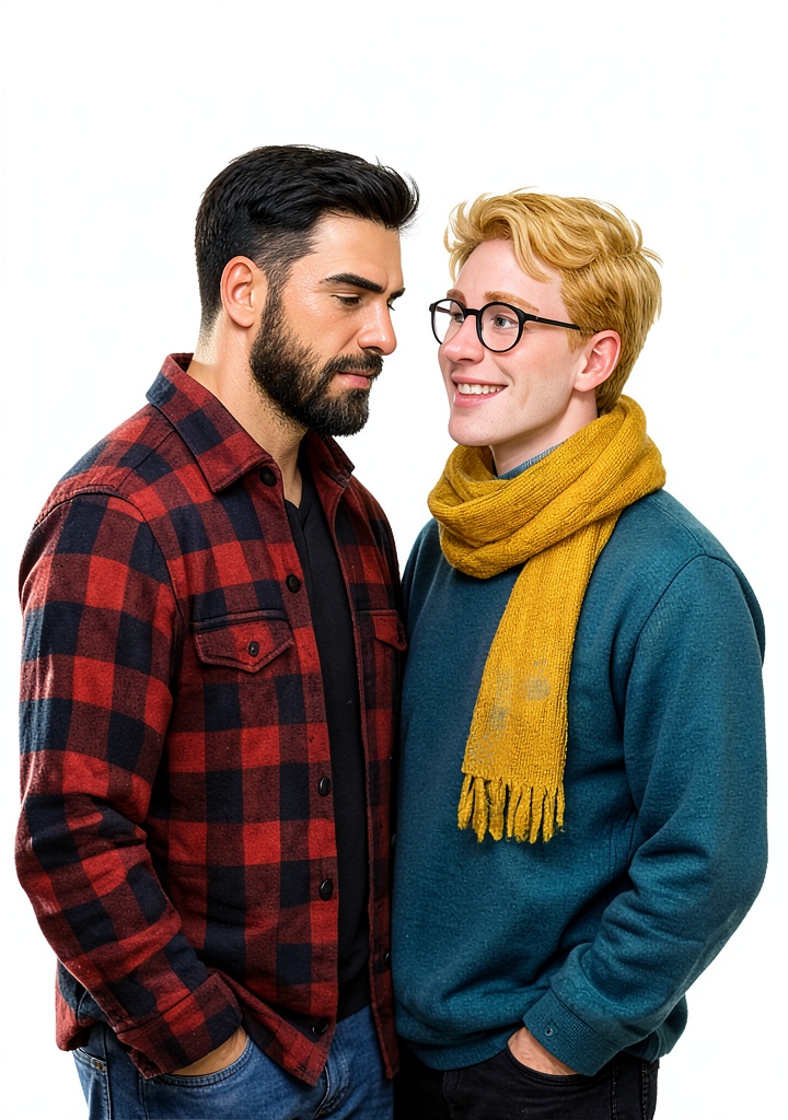 German M/M romance eBook cover showing winter scene and characters