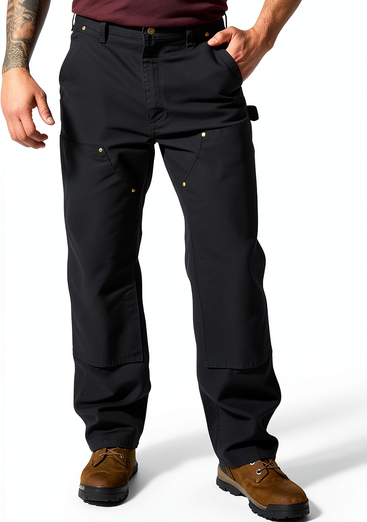 Installing Carhartt Mens Work Utility Pants 59.99 on a wooden desk