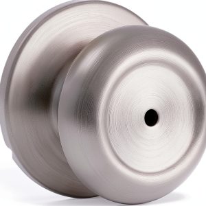 Amazon Basics Door Knob with Lock, Satin Nickel, 1-3/8 to 1-3/4-0