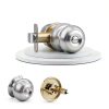 Privacy Door Knob, Brushed Nickel Door Knobs Interior Keyless Locks Set(6 Pack), Bedroom Bathroom Door Knob with Lock, Reversible for Left/Right Door Handle-2