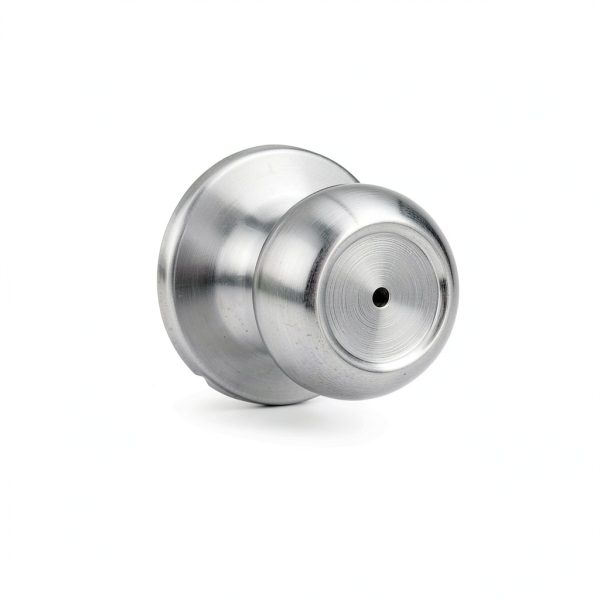 Amazon Basics Door Knob with Lock, Satin Nickel, 1-3/8 to 1-3/4-3