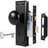 Mortise Lock Set by newliplace Interior Door Knob Matte Black 3 Pack-0