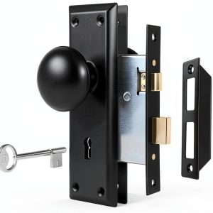 Mortise Lock Set by newliplace Interior Door Knob Matte Black 3 Pack-0