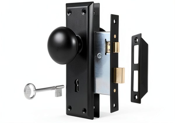 Mortise Lock Set by newliplace Interior Door Knob Matte Black 3 Pack-0