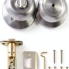 Amazon Basics Door Knob with Lock, Satin Nickel, 1-3/8 to 1-3/4-2