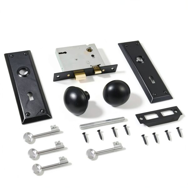 Mortise Lock Set by newliplace Interior Door Knob Matte Black 3 Pack-6
