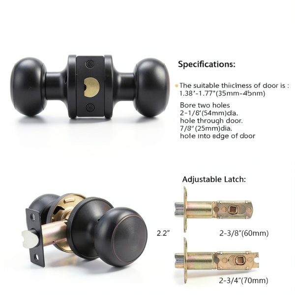 Passage Door Knob Probrico Colonial Style Oil Rubbed Bronze 10"-3