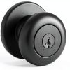 Kwikset Cove Entry Door Knob with Lock and Key, Secure Keyed Handle Exterior Doorknob, Front Entrance and Bedroom, Matte Black, Pick Resistant SmartKey Rekey Security-0