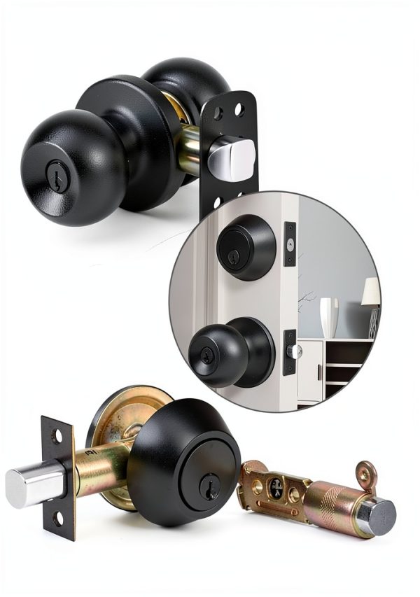 Front Door Lock Set Cielsa Dawn Matte Black Deadbolt & Knob 1 Pack-4