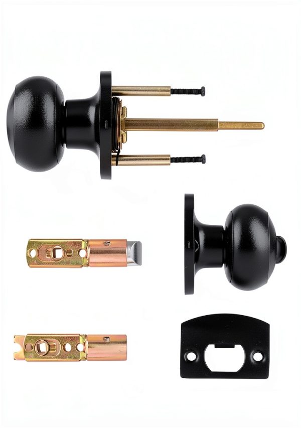 Black Door Knob Probrico 6-Pack Matte Privacy Knob with Round Ball-3