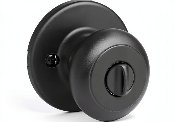 Kwikset Cove Entry Door Knob with Lock and Key, Secure Keyed Handle Exterior Doorknob, Front Entrance and Bedroom, Matte Black, Pick Resistant SmartKey Rekey Security-3