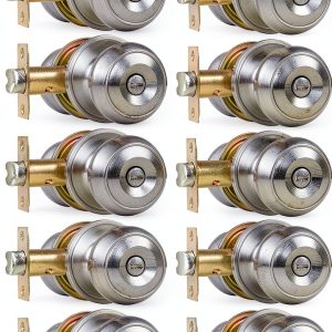Probrico Brushed Nickel Door Knob – Satin Ball Privacy Knob, 10 Pack-0