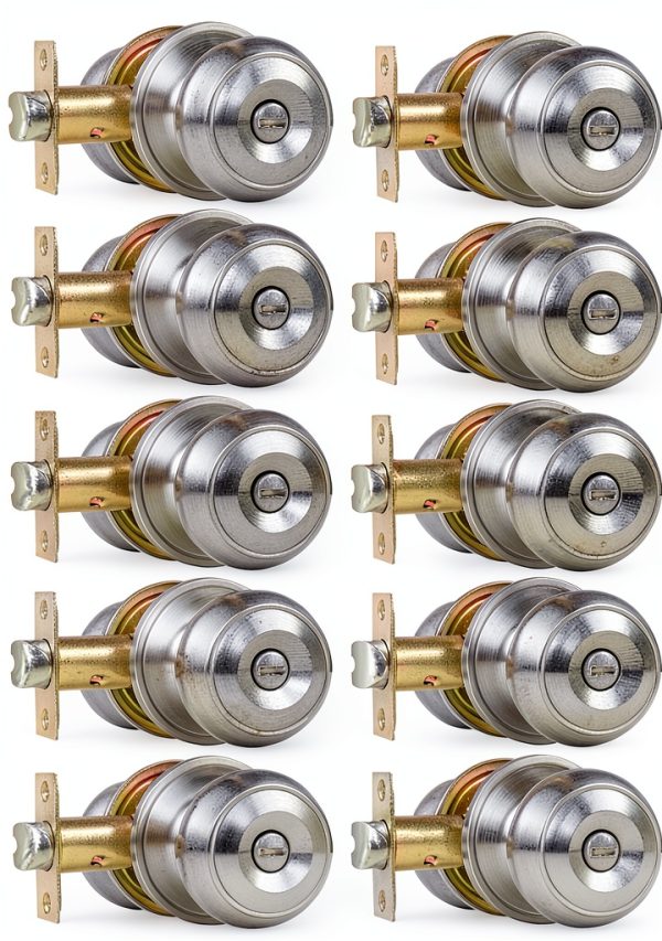 Probrico Brushed Nickel Door Knob – Satin Ball Privacy Knob, 10 Pack-0