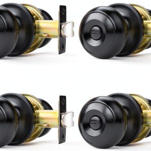 Black Door Knob Probrico 6-Pack Matte Privacy Knob with Round Ball-0