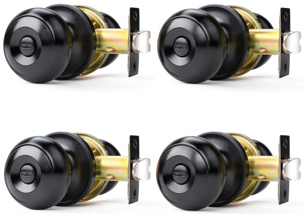 Black Door Knob Probrico 6-Pack Matte Privacy Knob with Round Ball-0