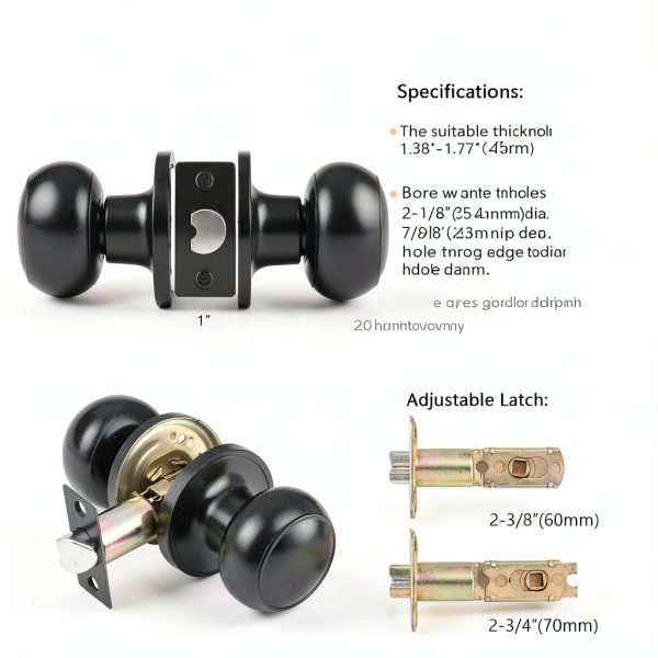 Black Door Knobs Probrico Interior Passage 6 Pack Matte Finish-2