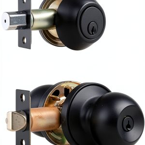 Front Door Lock Set Cielsa Dawn Matte Black Deadbolt & Knob 1 Pack-0