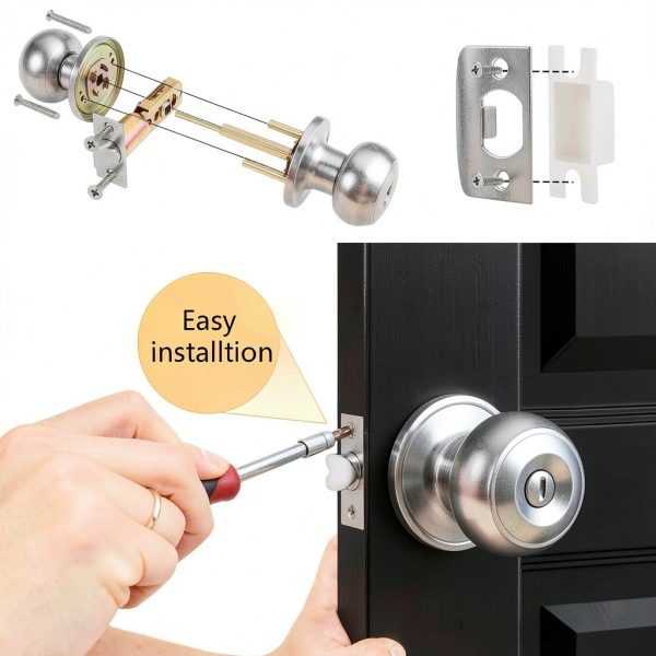 Probrico Brushed Nickel Door Knob – Satin Ball Privacy Knob, 10 Pack-5