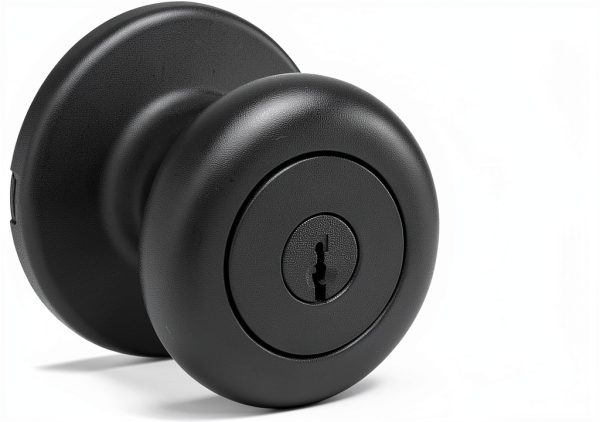 Kwikset Cove Entry Door Knob with Lock and Key, Secure Keyed Handle Exterior Doorknob, Front Entrance and Bedroom, Matte Black, Pick Resistant SmartKey Rekey Security-4
